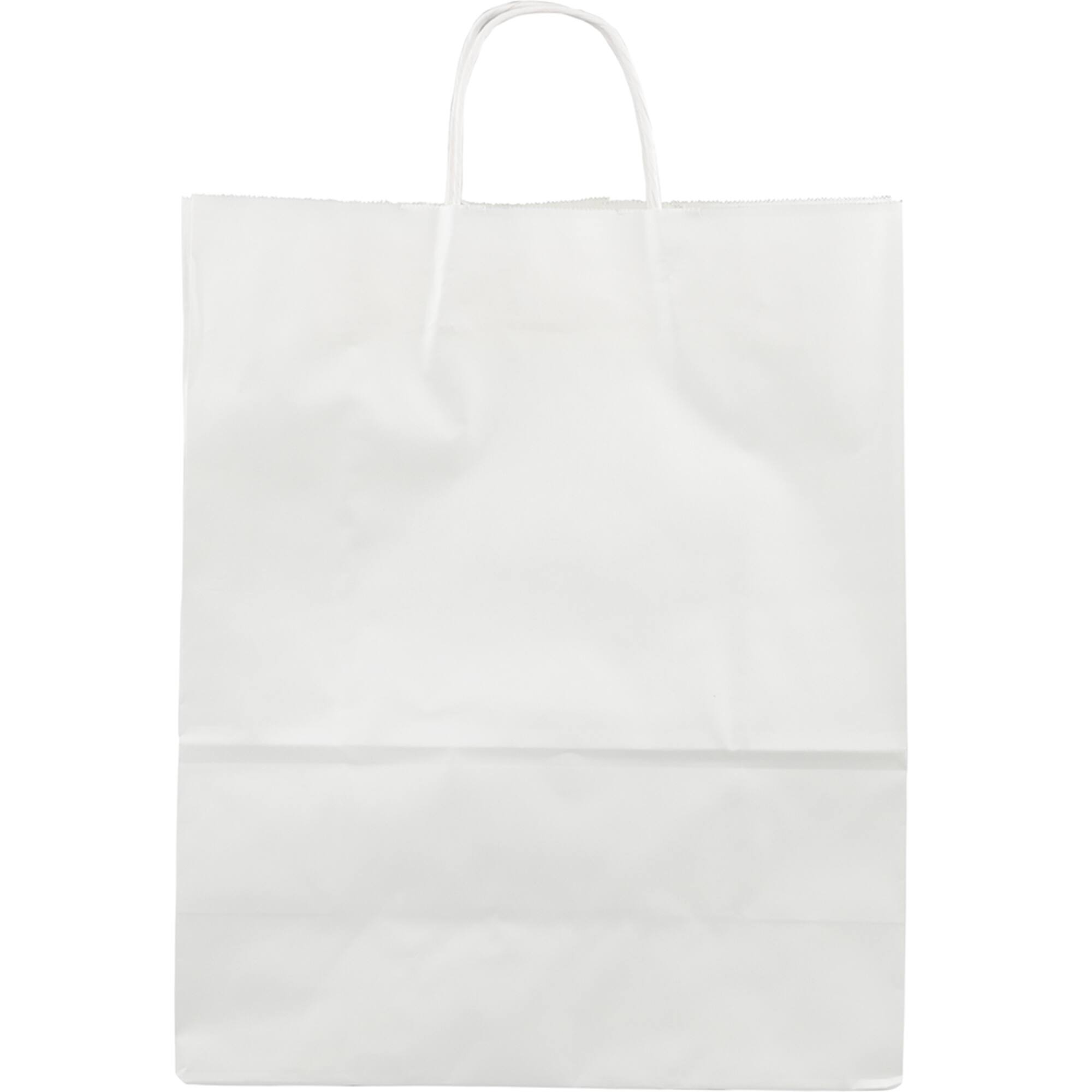 JAM Paper 15.5" White Kraft Solid Gift Bags, 100ct.